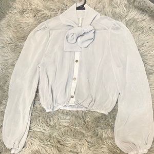 Long sleeve sheer gray dress shirt
